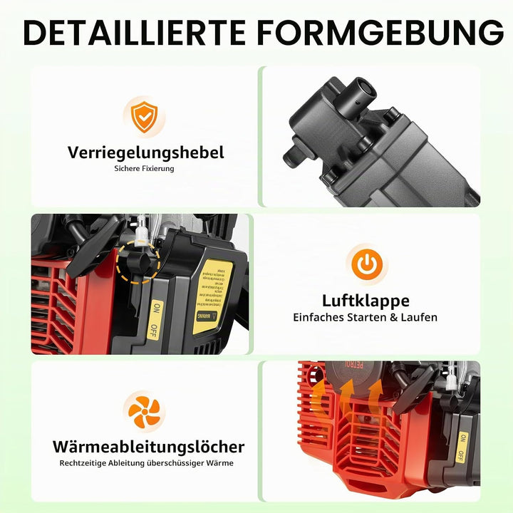 52CC Baumgrabungsmaschine 2-Takt Grabenfräse Motorspitzhacke mit Schaufel, Einstellbare Geschwindigk