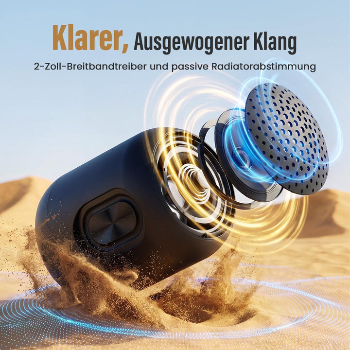 Bobtot tragbarer Lautsprecher Bluetooth Klein, Kabellos wasserdicht, mit 24 Stunden Akkulaufzeit, kr
