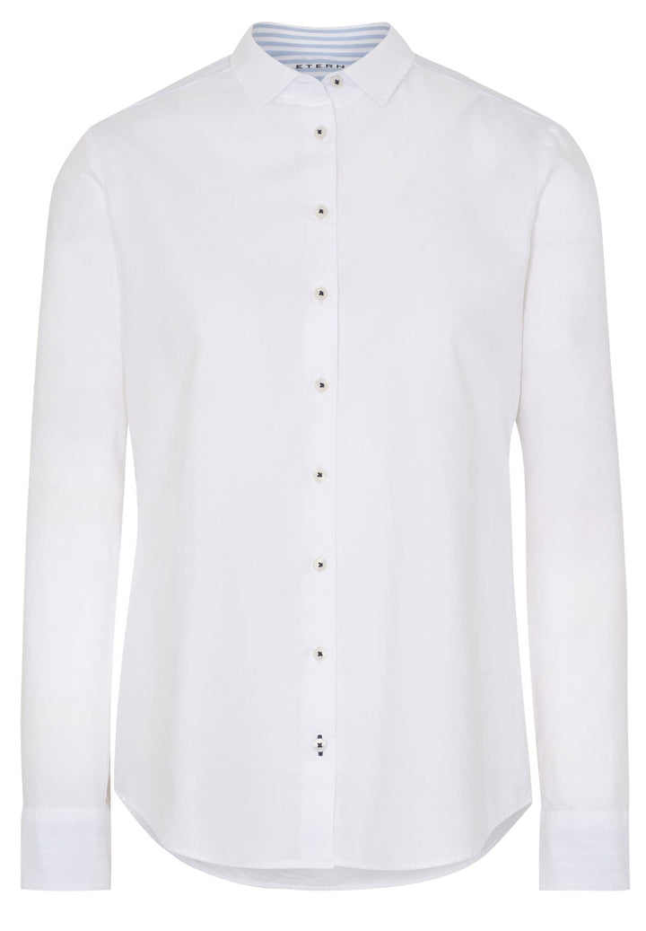 eterna Modern Fit Langarm Bluse Hemdkragen Patch weiss 34 Weiss, 34 Weiss