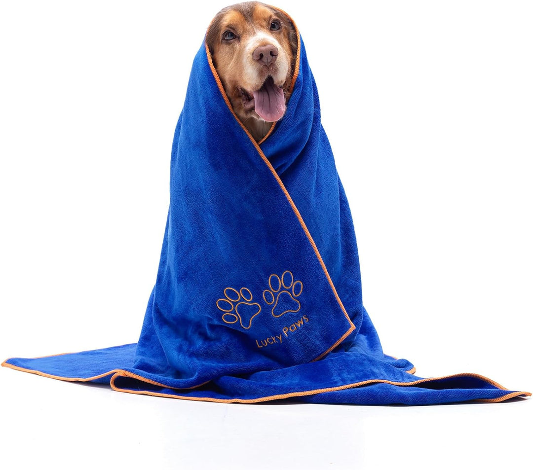Lucky Paws® Hundehandtuch - 140x70cm XL Hundehandtuch extra saugfähig - schnell trocknend, luxuriös