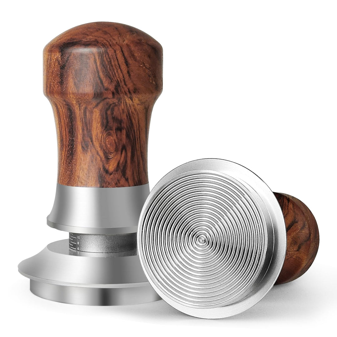Coffee Tamper 54mm, Federbelastet Kaffee Tamper mit Edelstahl 304 Gewindeboden, Espresso Tamper für