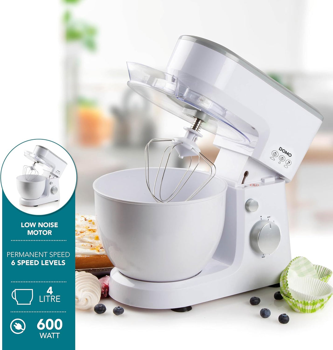 DOMO DO9241KR Küchenmaschine - Inklusive Schneebesen, Knethaken und Rührbesen - 4 L - 600 W, 600 W