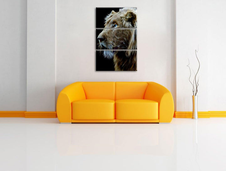 Dark prächtiger weisser Löwe Spezial 3-Teiler Leinwandbild 120x80 Bild auf Leinwand, XXL riesige Bil