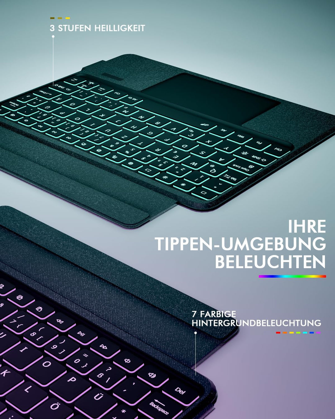 Doohoeek Tastatur mit Hülle für Samsung Galaxy Tab S10FE 2025/S9FE 10,9 Zoll/Tab S9 11 Zoll, Bluetoo