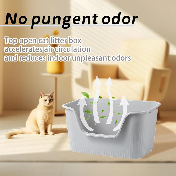 Vealind Offen Katzenklo XL, Katzentoilette Hoher Rand, 55x40x26cm Gross Katzenklo, katzentoiletten E