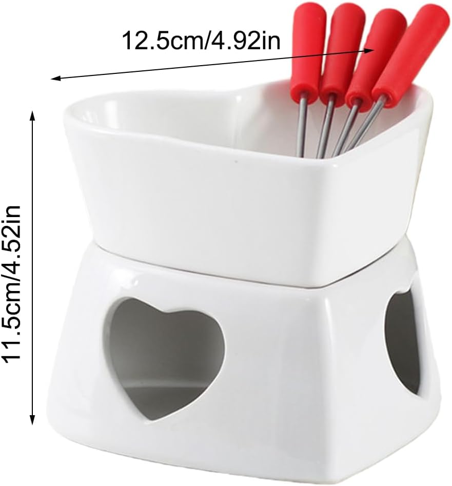 Keramike Schokofondue Tasse | Schokoladenfondue Tasse Mit 4 Gabeln | Butter Schokoladen Pot Zum Schm