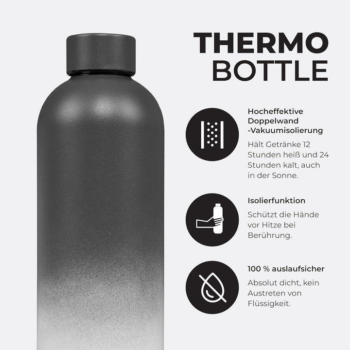 K-VIBE Isolierte Trinkflasche 750 ml – Edelstahl Thermosflasche doppelwandig & kohlensäuregeeignet –