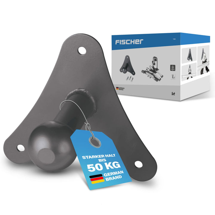 FISCHER Wandhalterung für Kupplungsfahrradträger, Fahrrad-Auto-Zubehör, 50kg belastbar, Silber