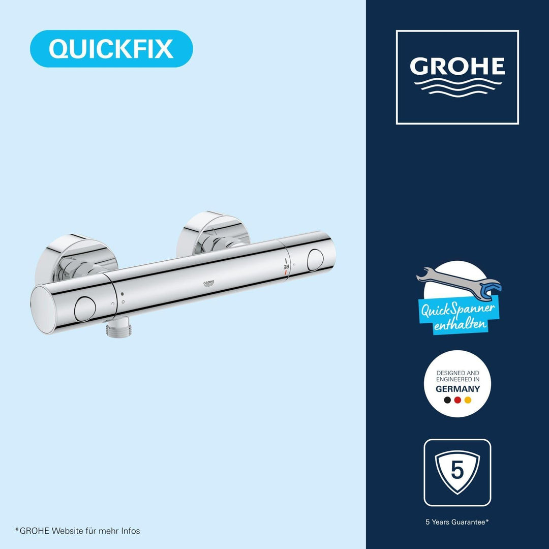 GROHE Precision Get - Thermostat- Brausebatterie (wassersparend, ergonomischer Metallgriff, Sicherhe