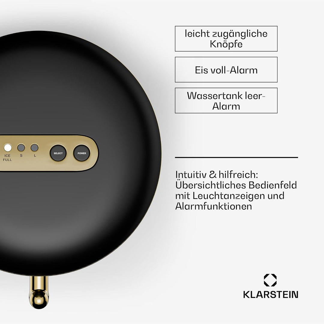 Klarstein Eiswürfelmaschine für Zuhause Camping Gastro, Schnelle Mini Eiswürfelmaschine Klein, Profi