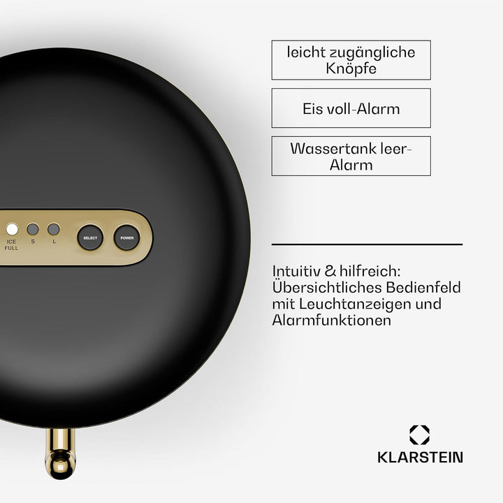 Klarstein Eiswürfelmaschine für Zuhause Camping Gastro, Schnelle Mini Eiswürfelmaschine Klein, Profi