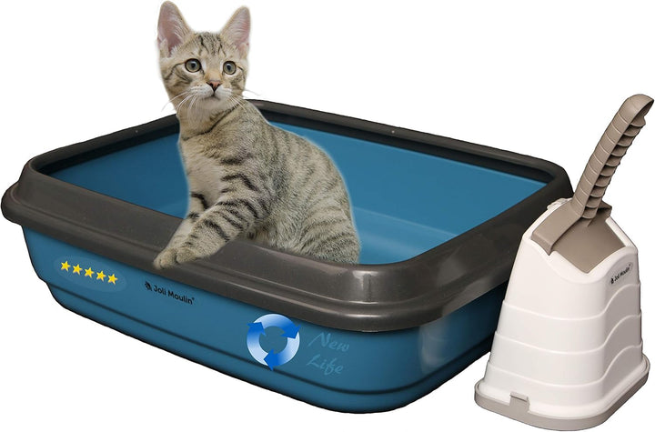 Katzentoilette offen mit Rand 40x50x15 cm Set Streuschaufel und Behälter 100% Recycling Material! Pe