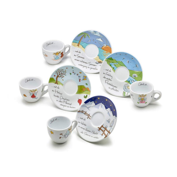 Heaven and Angels Espressotassen Set dickwandig; 4er–Set; Art Collection Design Vier Jahreszeiten; G