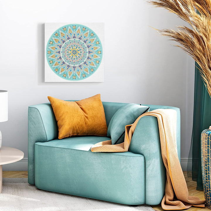 Ursus 43520005F - Diamond Painting Mandala Set 5, Bastelset mit Steinchen in Hellblau-, Taupe- und W