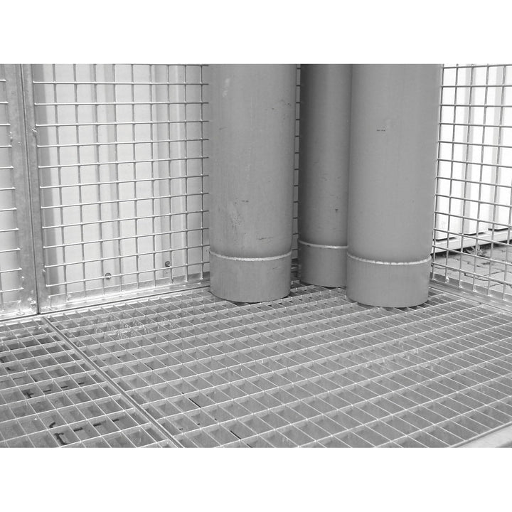 Bauer | Gasflaschen-Gittercontainer | mit Dach und Einflügeltor | BxT 2400 x 1500 mm