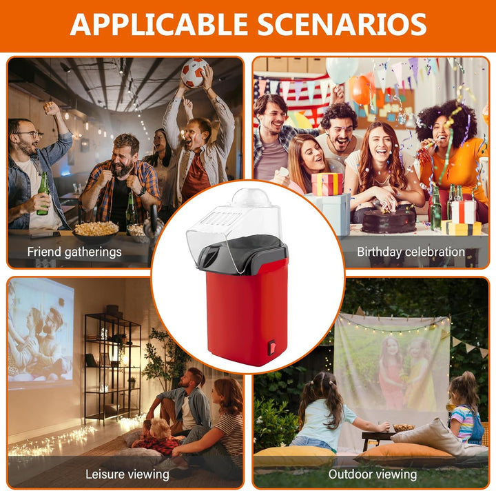Heissluft Popcornmaschine, 1200W Mini Heissluft Popcorn Maker Ohne Öl Fett, 3 Min Schnellstart, One-