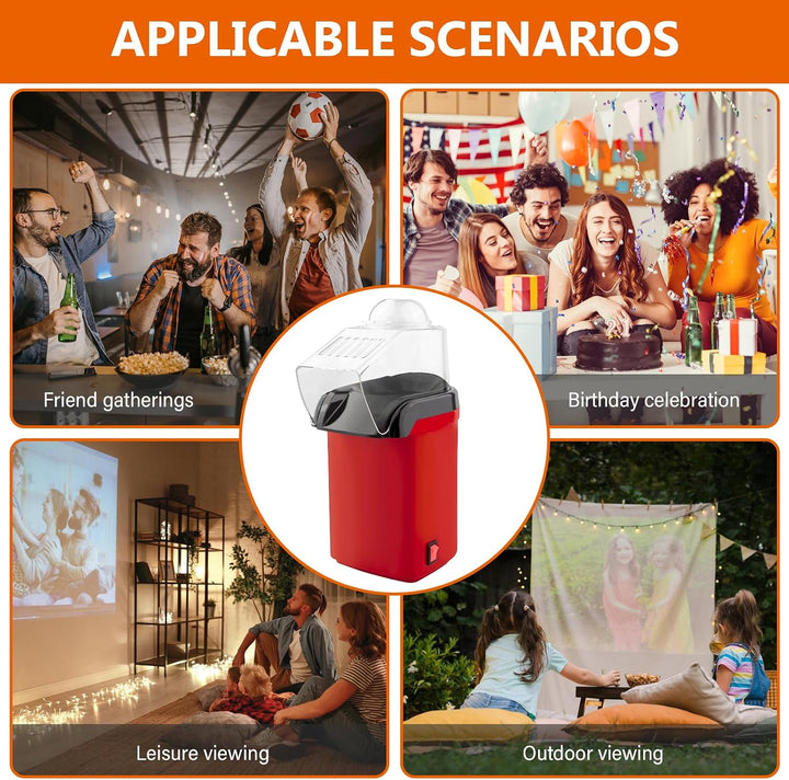 Heissluft Popcornmaschine - 1200W Mini Heissluft Popcorn Maker Ohne Öl Fett, 3 Min Schnellstart, One