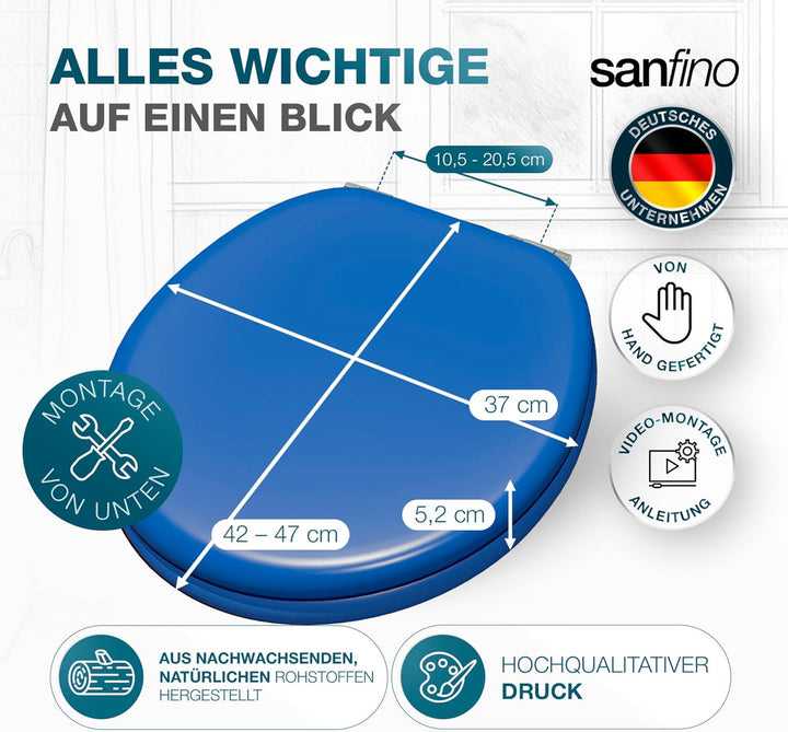 Premium WC Sitz mit Absenkautomatik – hochwertige Toilettendeckel aus Holz, viele bunte Motive, hohe