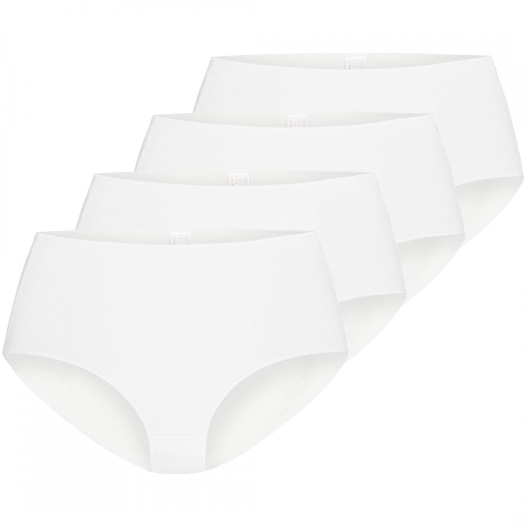 Nina von C. 4 x Damen Taillenslip Boxer Basic Slip Sport Farben zur Auswahl, Farbe:Weiss, Grösse:3XL