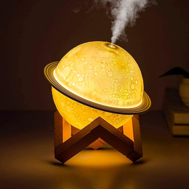 Luftbefeuchter in Form eines Planeten mit Ständer - Luftbefeuchter mit LED-Licht mit wechselbaren Fa