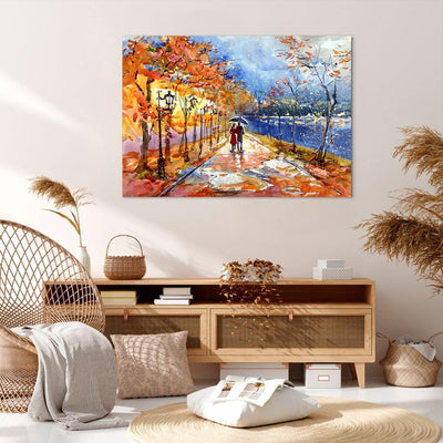 Bilder auf Leinwand 100x70cm Leinwandbild mit Rahmen Park Paar Baum Gross Wanddeko Bild Schlafzimmer