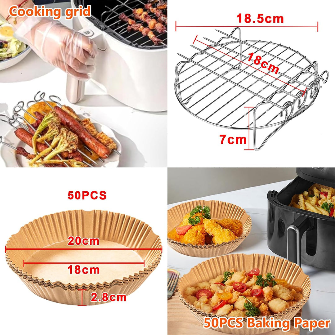 4PCS 19CM Heissluftfritteuse Zubehör - Airfryer Zubehör für Russell Hobbs 4L, Philips 2000-Serie 4,2