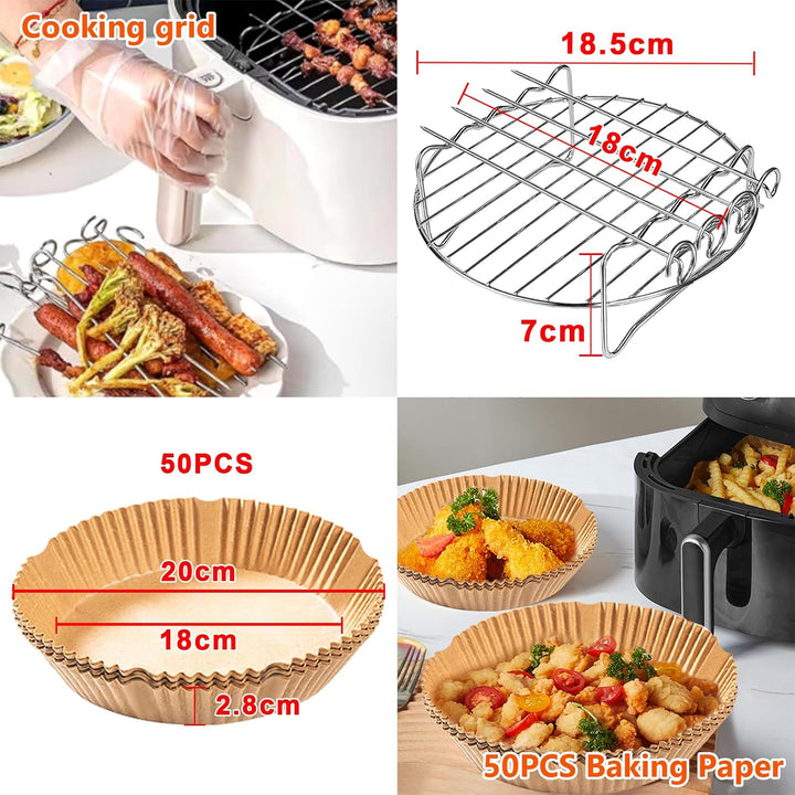 4PCS 19CM Heissluftfritteuse Zubehör - Airfryer Zubehör für Russell Hobbs 4L, Philips 2000-Serie 4,2