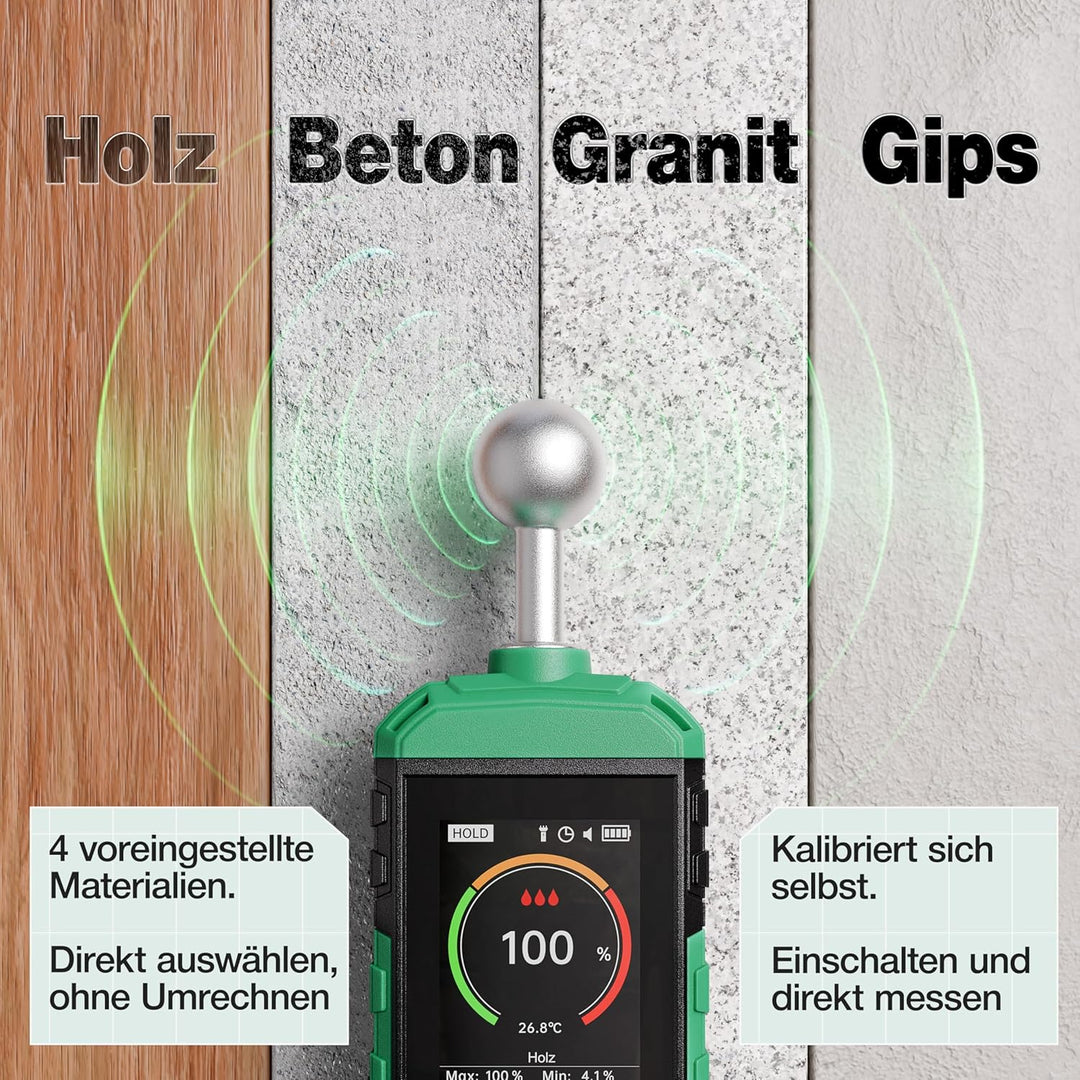 Smabix® Feuchtigkeitsmessgerät Wand, Holz, Gips, Granit, Moisture Meter für Wände Mauerwerk Beton -