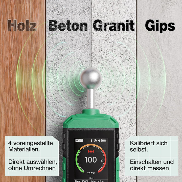 Smabix® Feuchtigkeitsmessgerät Wand, Holz, Gips, Granit, Moisture Meter für Wände Mauerwerk Beton -