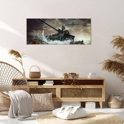 Wandbilder Dekoration Wohnzimmer Krieg Panzer Airplain Schlacht Panorama Bilder auf Leinwand 120x50c