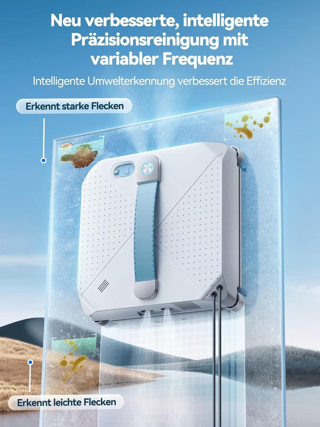 Keero Fensterputzroboter 2026 Neuheit, 9000Pa Fensterreiniger elektrisch Vier-Düsen-System, Randerke