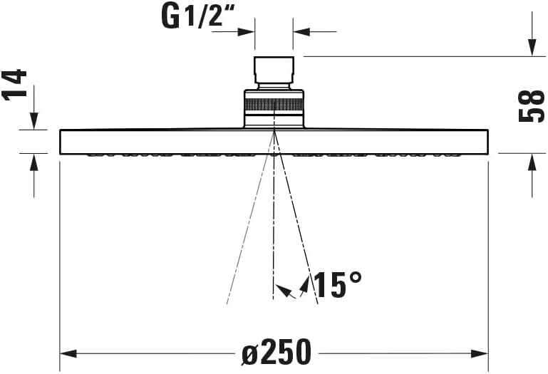 Duravit Universal Duschkopf, Duschbrause mit Strahlart Rain, Duscharmatur rund (Ø 250 mm), Kopfbraus