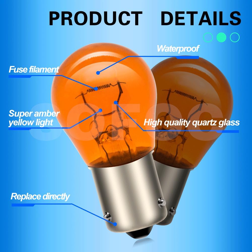 SOFOC PY21W 12V 21W BAU15S Amber Gelb Blinker Kontrollleuchte 150°-Offset-Stift Einfachkontakt/Strah