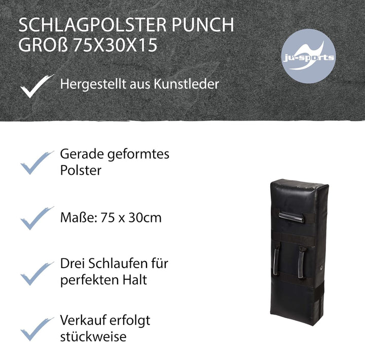 Ju-Sports Schlagpolster Kampfsport Punch gross 75 x 30 x 15cm - Gerade Pratzen Kickboxen & Taekwondo