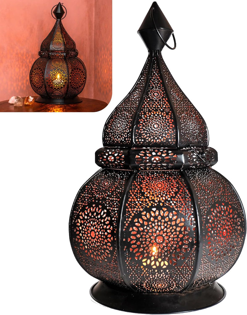 Gadgy Orientalische Lampe Metall | Marokkanisches Windlicht mit Schatteneffekt | Orientalische Deko