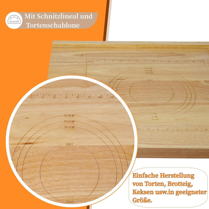 Schneidebrett Holz schneidebretter 51 * 61 * 2cm Rutschfestes Schneidebrett mit Massband Verwendung