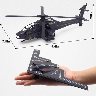 fisca Doppeltes Metall-Armee-Kampfflugzeug und Hubschrauber-Flugzeug-Spielzeugmodell mit Licht und T