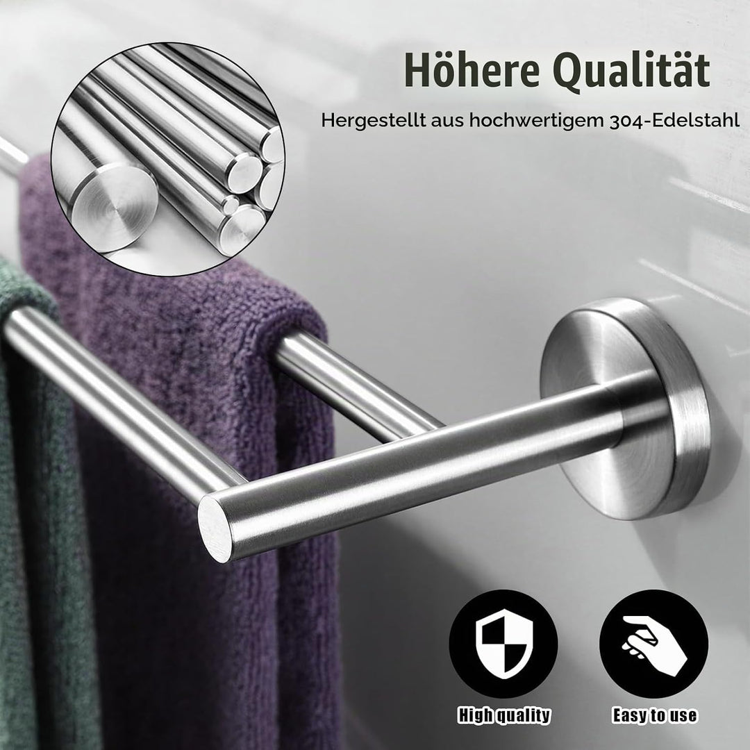 Handtuchhalter Badezimmer, 43-72cm Handtuchstange Verstellbar, 304 Handtuchhalter Edelstahl, Doppelt