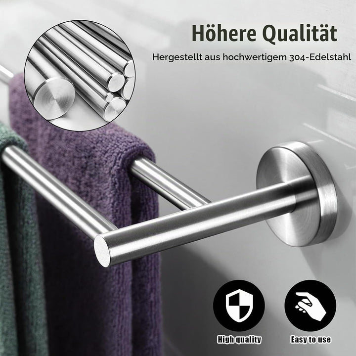Handtuchhalter Badezimmer, 43-72cm Handtuchstange Verstellbar, 304 Handtuchhalter Edelstahl, Doppelt