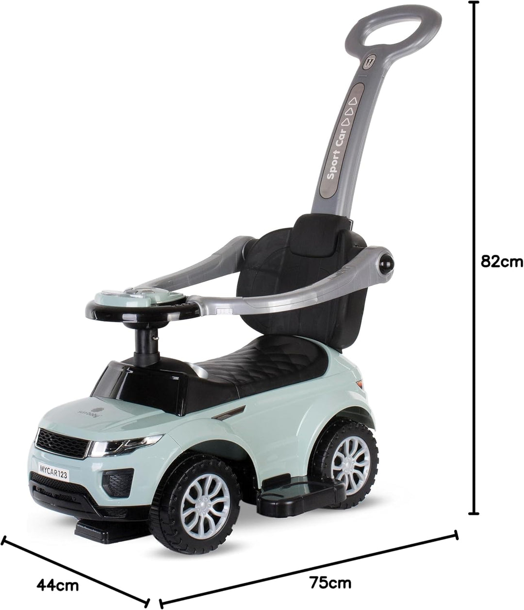 4in1 Kinderauto Rutschauto ab 2 Jahre und Schiebeauto mit Hupe und Musik, Rutschauto mit Stauraum un