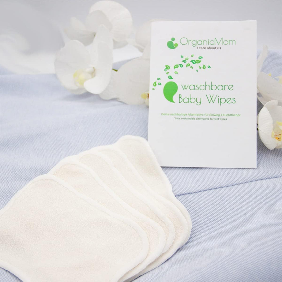 OrganicMom® Doppelpack 2 x 15 Waschbare Baby Trockentücher aus Bambus, inkl. Wäschenetz, nachhaltige
