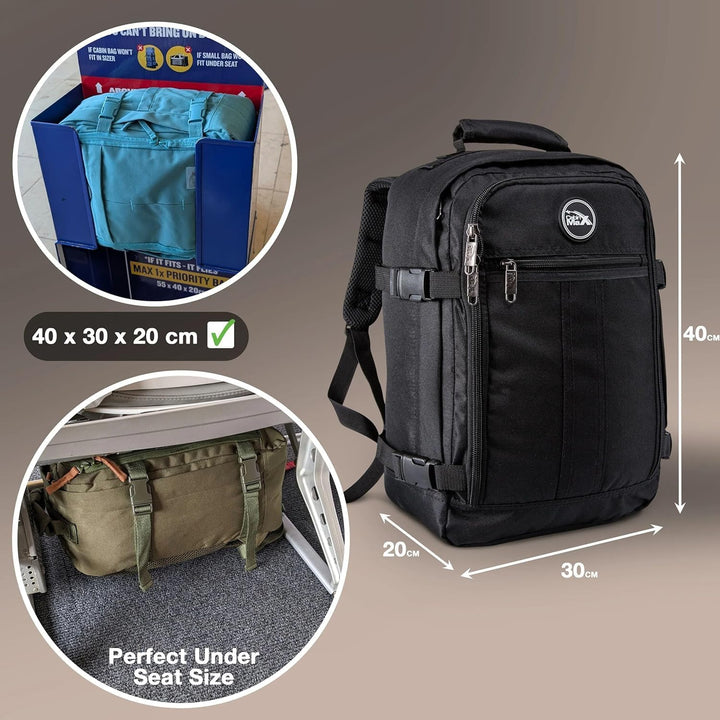 Cabin Max Metz - 40x30x20 Rucksack Ideales Wizzair, Vueling Handgepäck und Reiserucksack für Flugzeu