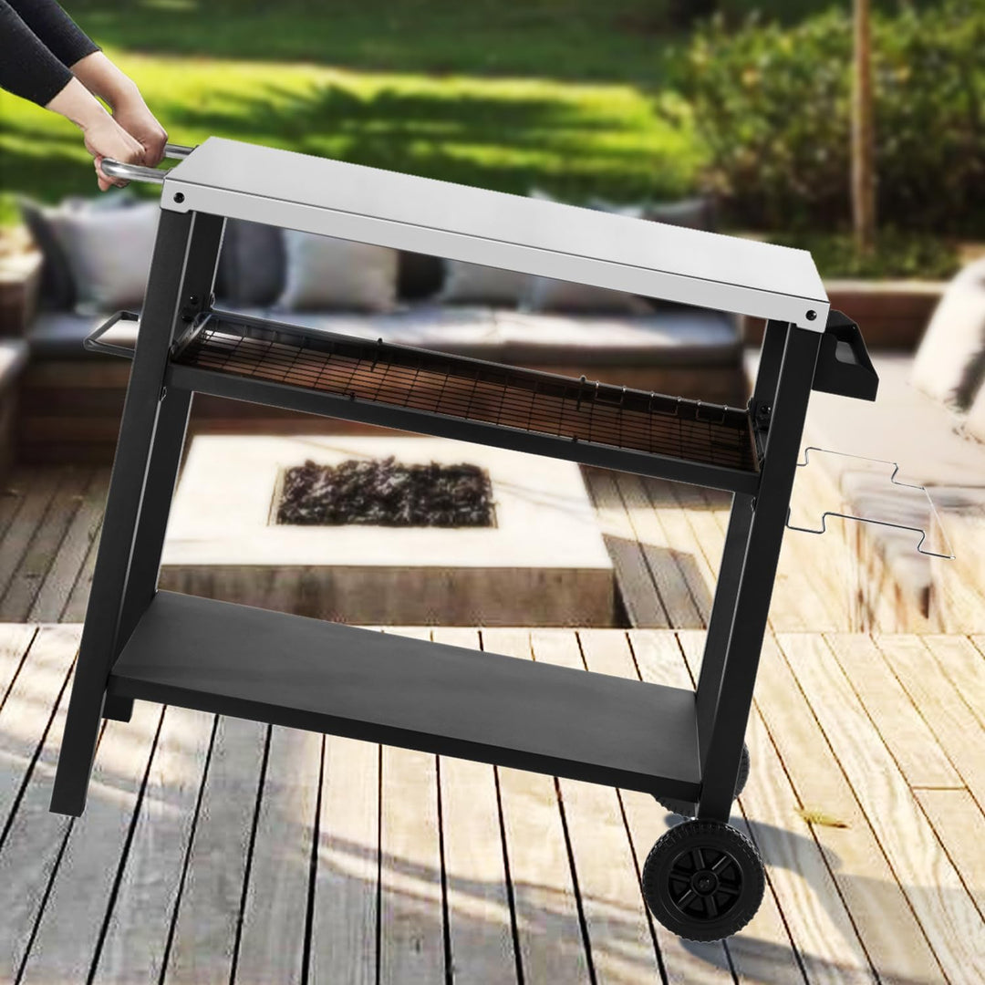 Kendane Grillwagen Edelstahl Grilltisch Outdoor Wetterfest Grill Beistelltisch Garten