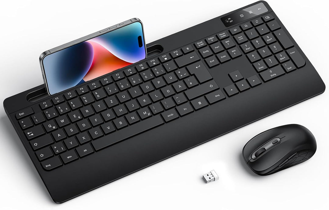 Tastatur Maus Set Kabellos - OMOTON Ergonomische Kabellos Tastatur QWERTZ Deutsche Mit Handgelenkauf