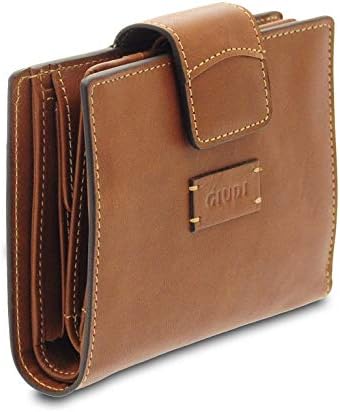 Giudi Damen Geldbörse aus Leder, wolkiges Rindsleder, Münzfach, Kartenhalter Braun, Braun
