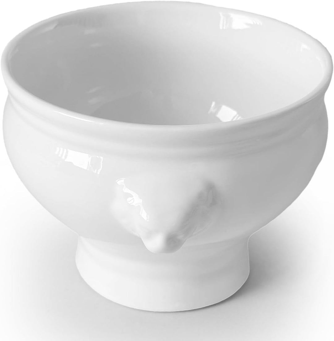 Cinf Weisse Keramik 354 ml Set von 4 Löwenkopf Porzellan Suppenschalen mit Deckel Weihnachtsgeschenk