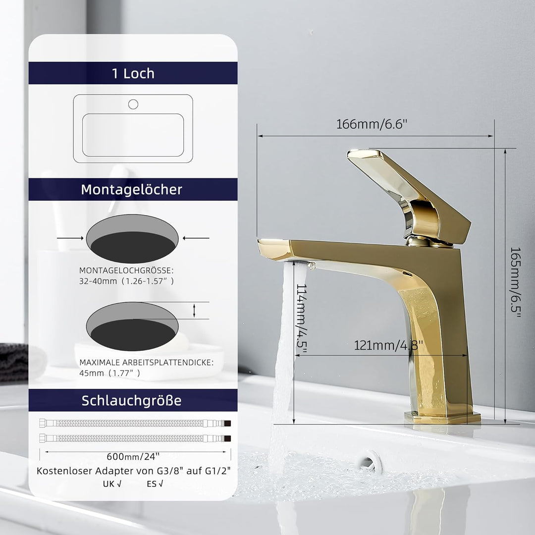 BELZ Wasserhahn Bad, Einhandmischer Waschtischarmatur, Armatur Badezimmer, Mischbatterie Waschbecken