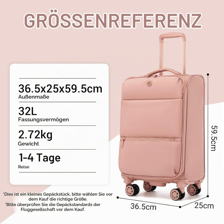 Miss Lulu Handgepäck Koffer 59.5 x 36.5 x 25 cm, Leichter weicher Reisekoffer mit getrenntem Nass-/T