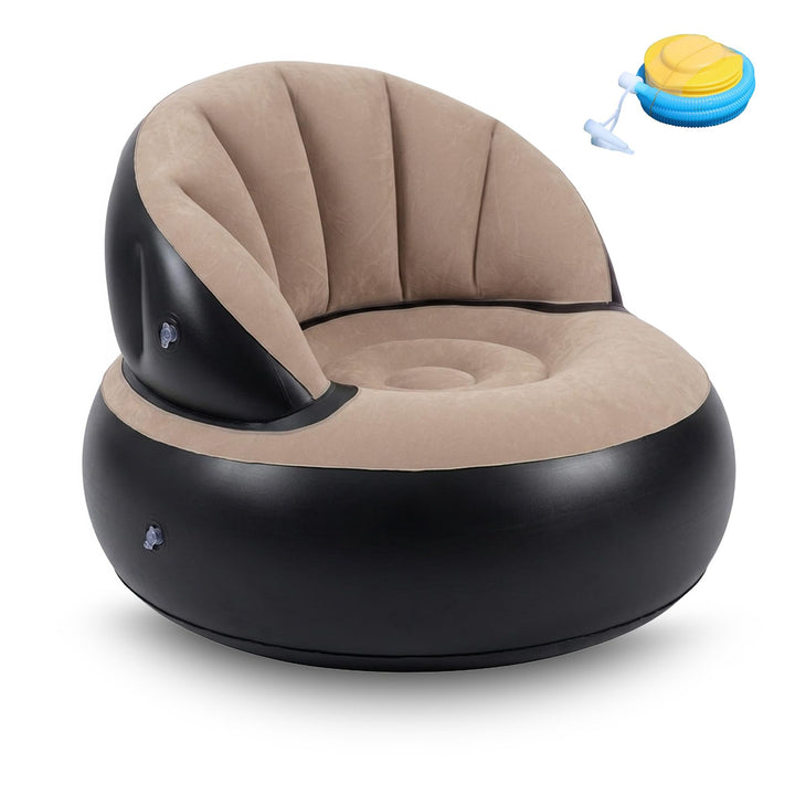 Aufblasbarer Sessel Sofa mit Flockoberfläche，Aufblasbares Sofa Rundes Luftsofa inkl Fusspumpe Wasser