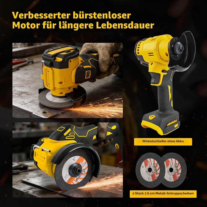 Mini-Winkelschleifer für DEWALT 18V 20V Akkus, 7,6 cm, schnurloses Trennwerkzeug, 20.000 U/min, bürs